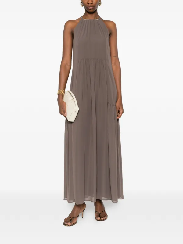 Peserico Tiered Maxi Dress | Brown | FARFETCH