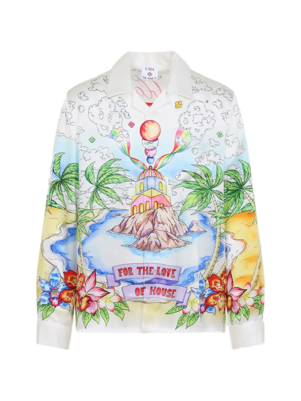 Casablanca printed long-sleeve shirt - Bianco