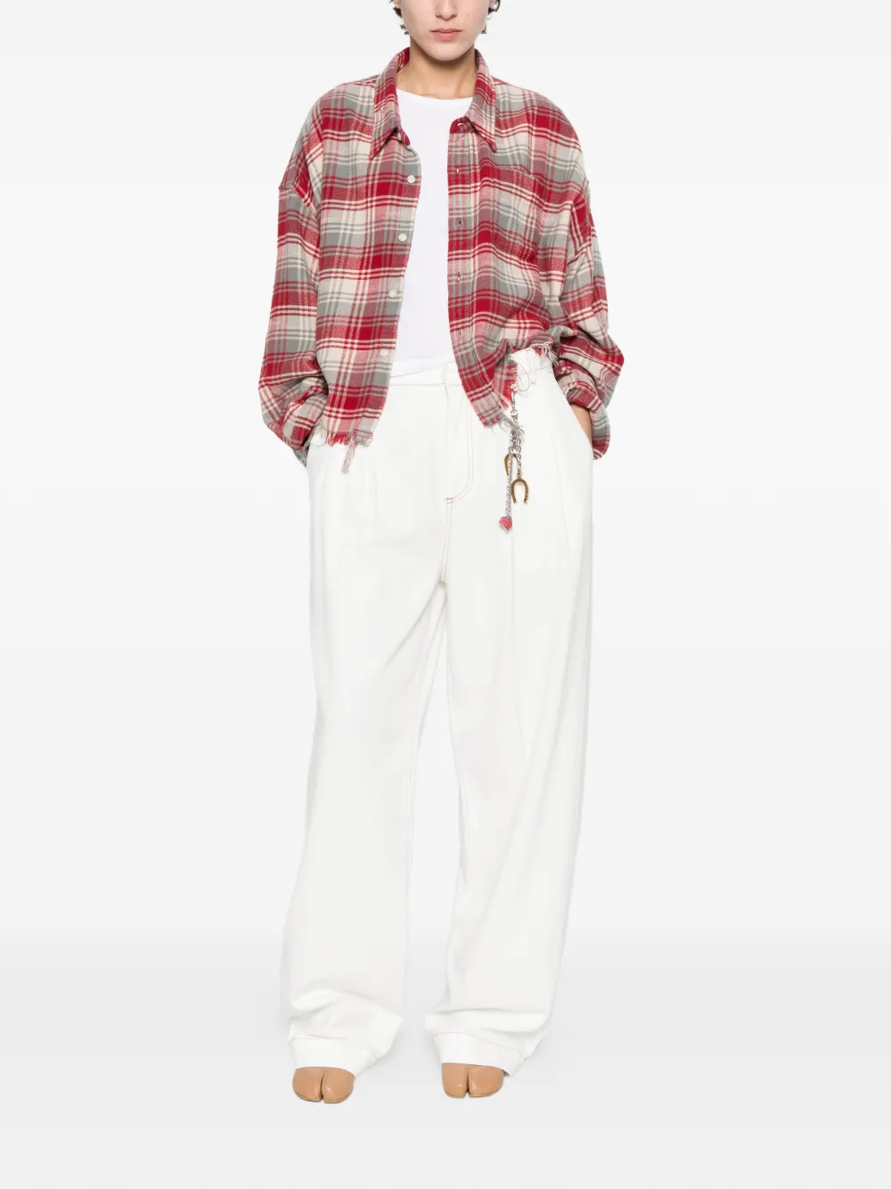  Darkpark Pantalones Con Costuras En Contraste - Blanco 