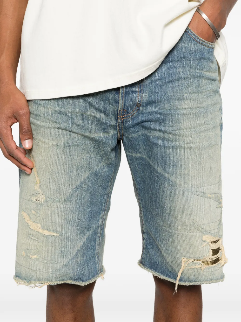 Mastercraft Union Gerafelde shorts Blauw