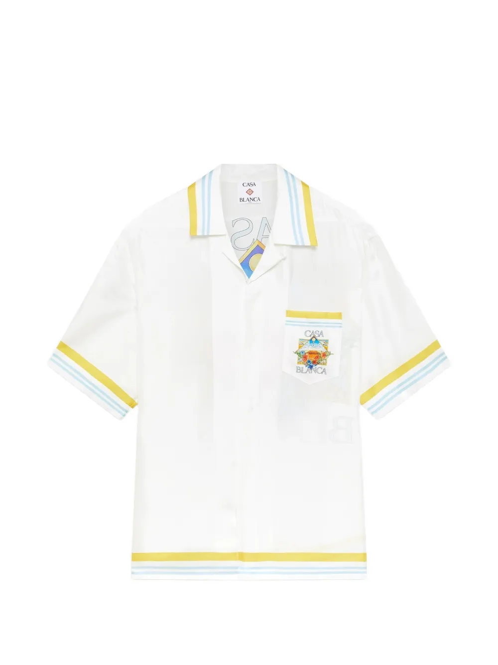 Casablanca tennis-landscape striped silk shirt