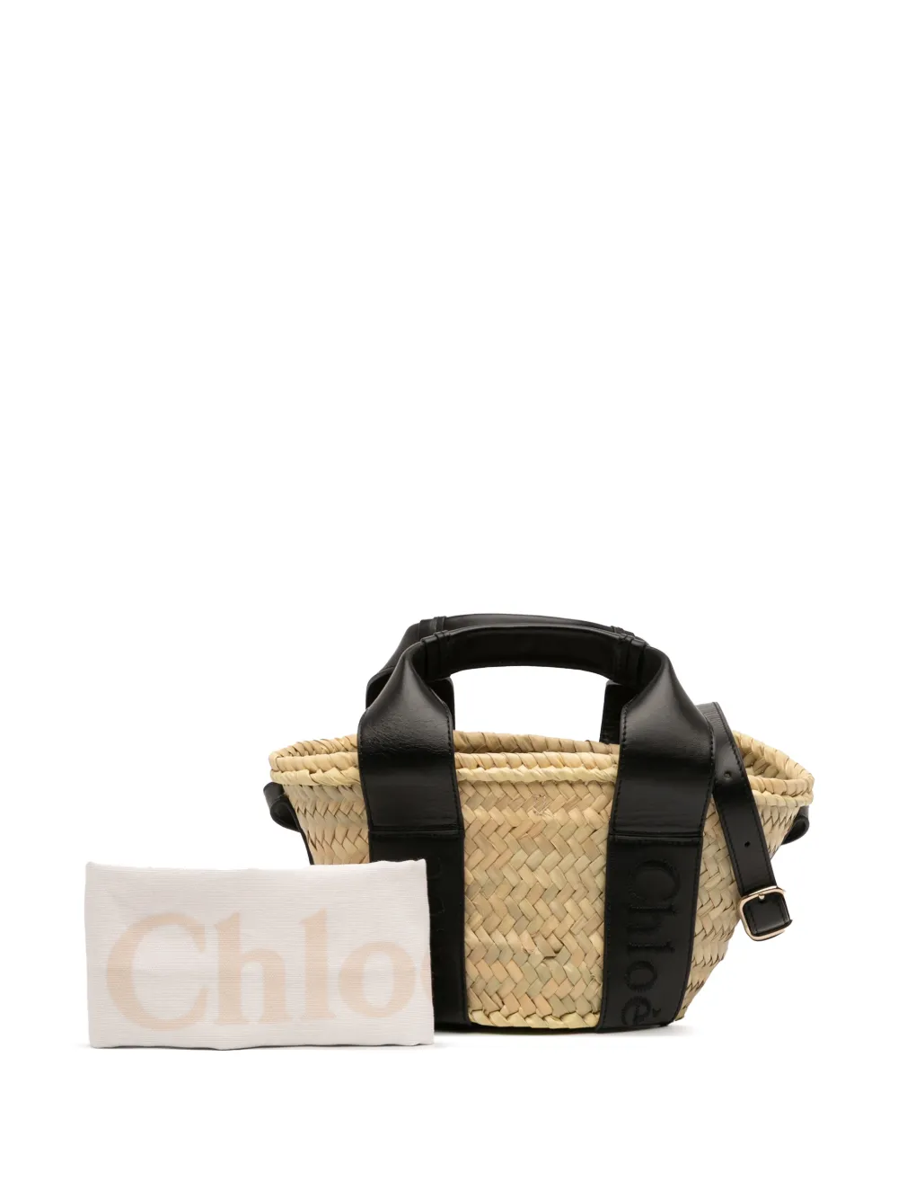 2023 Small Raffia And Smooth Calfskin Sense Basket Tote Satchel