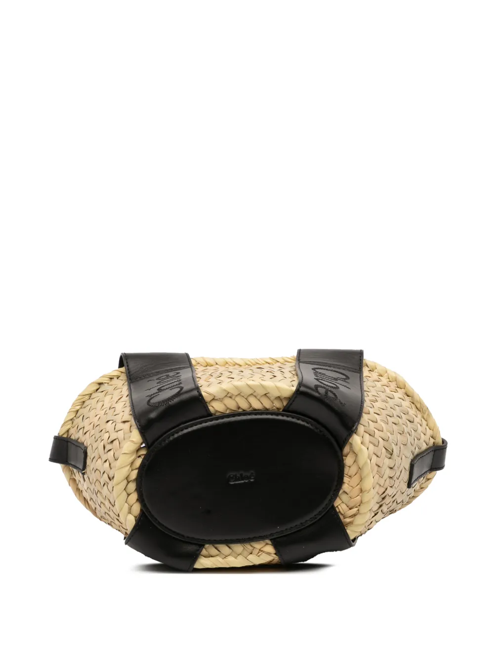 2023 Small Raffia And Smooth Calfskin Sense Basket Tote Satchel