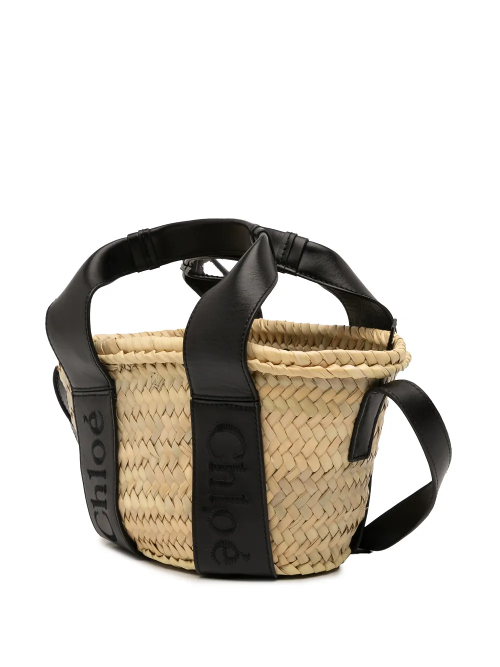 2023 Small Raffia And Smooth Calfskin Sense Basket Tote Satchel