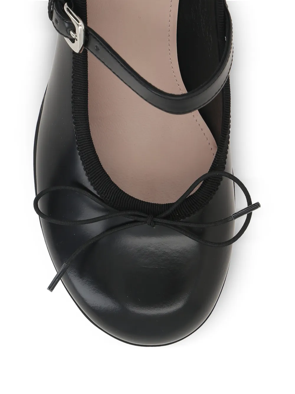 Simone Rocha 60mm bow strap leather pumps Zwart