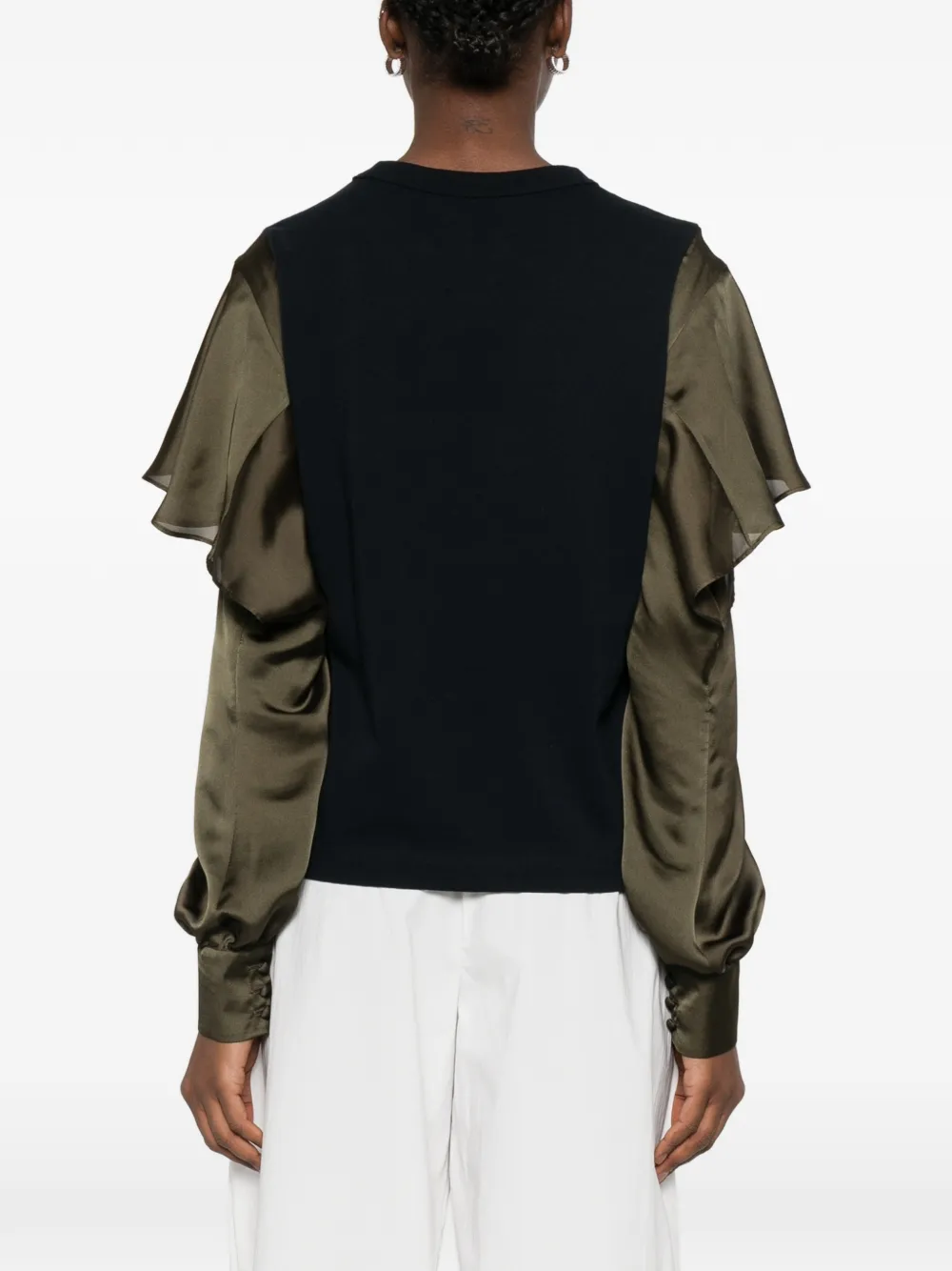 ruffled long-sleeve blouse