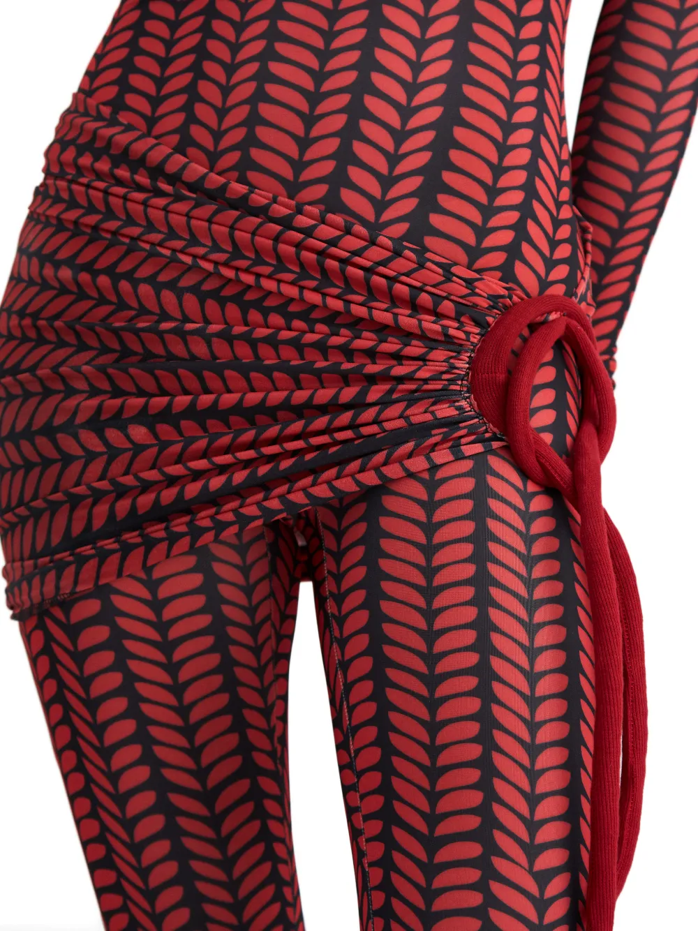  Atu Body Couture Ruched Printed Jumpsuit - Red 