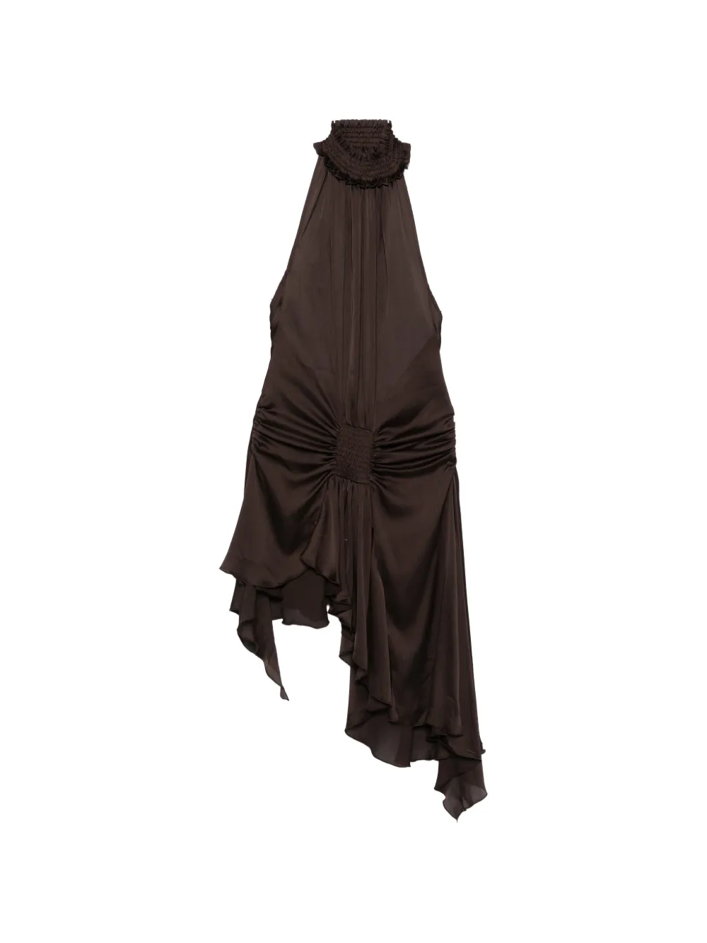 SIEDRES Toni ruffled halterneck dress - Marrone