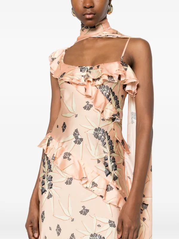 SIEDRES Monica Ruffled Floral Maxi Dress | Orange | FARFETCH SIEDRES Monica Ruffled Floral Maxi Dress | Orange | FARFETCH