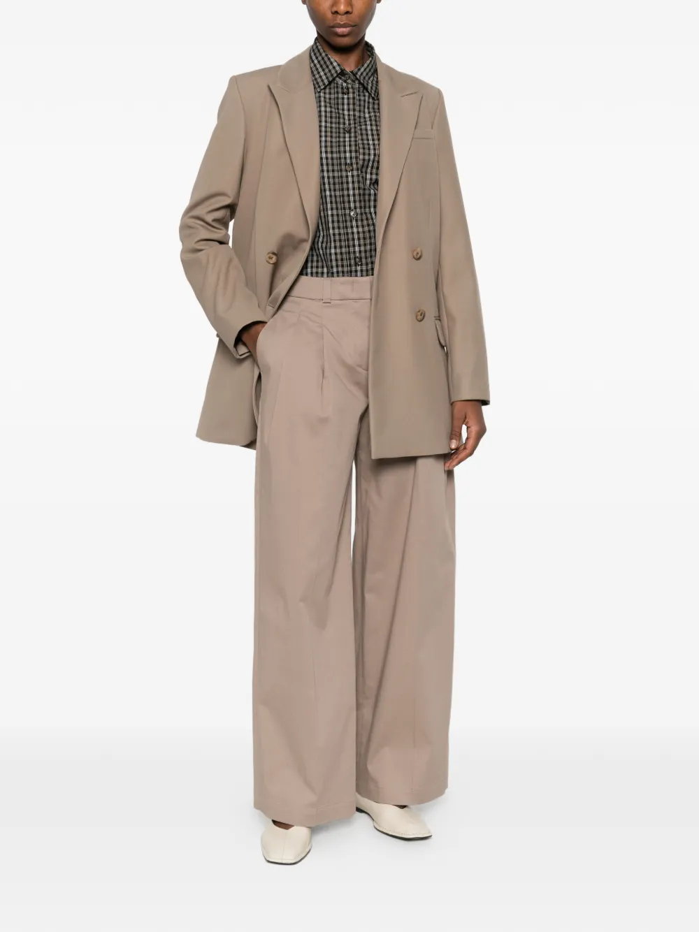 Peserico Broek met geplooide voorkant Bruin