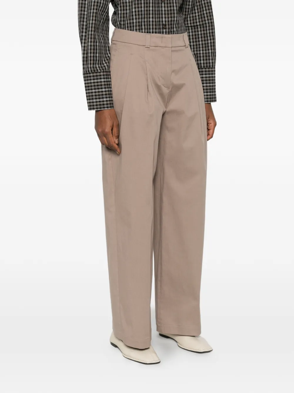 Peserico Broek met geplooide voorkant Bruin