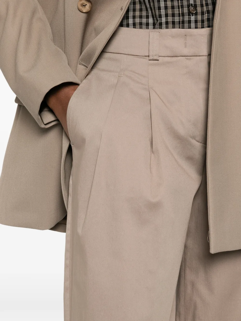 Peserico Broek met geplooide voorkant Bruin