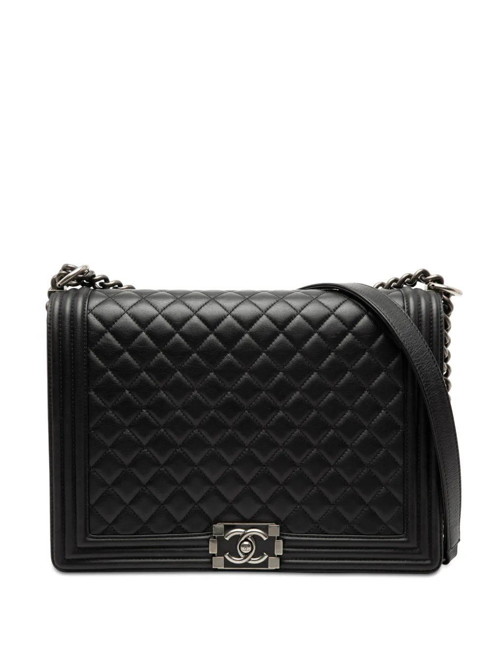 CHANEL Pre-Owned 2014-2015 Large Quilted Lambskin Boy Flap crossbody bag - Nero