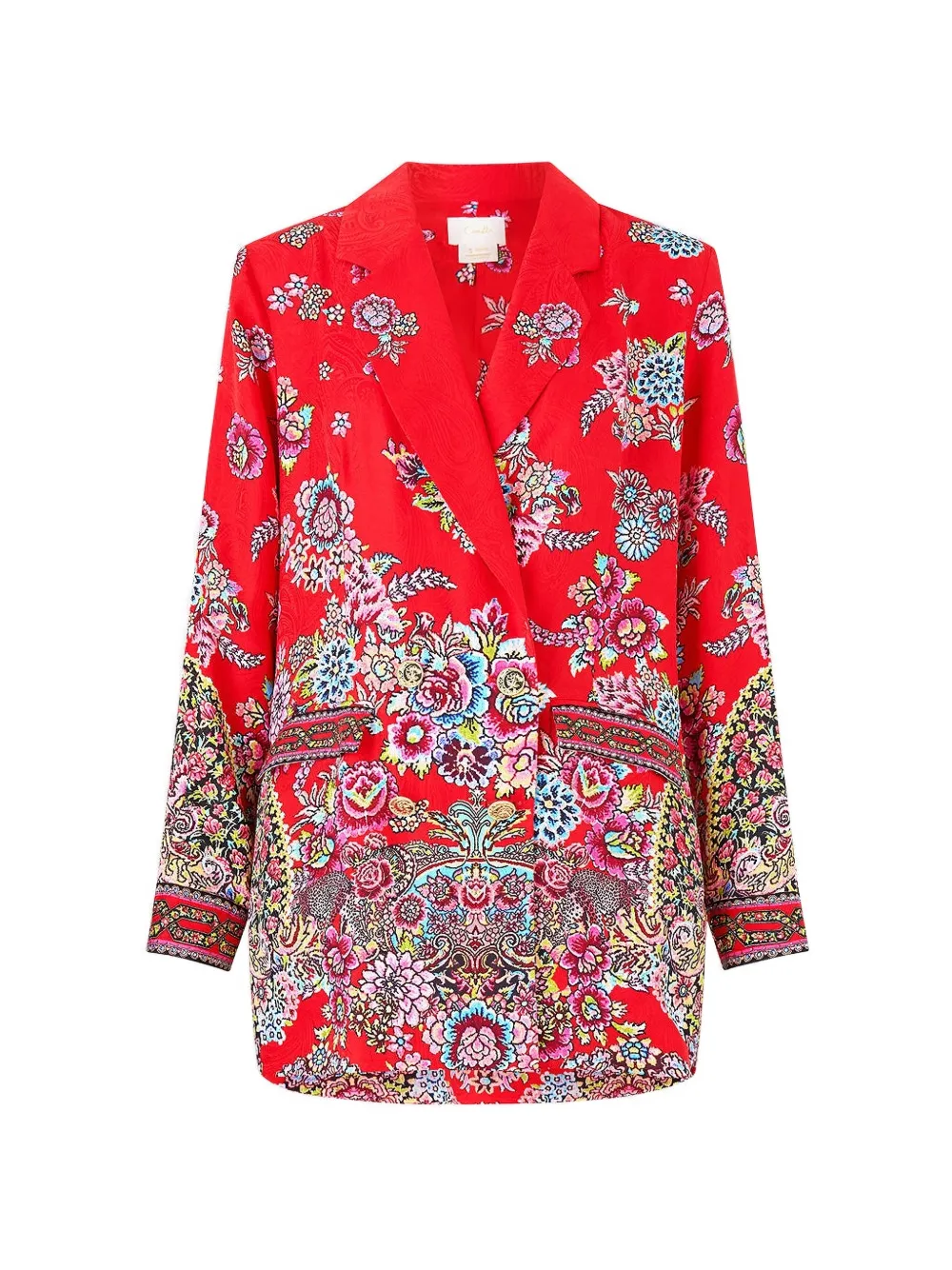 Camilla double-breasted floral-print blazer - Rosso