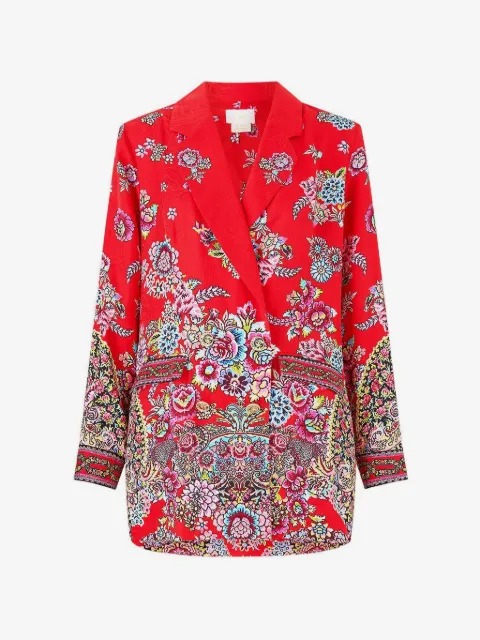 Camilla blazer con doble botonadura y estampado floral