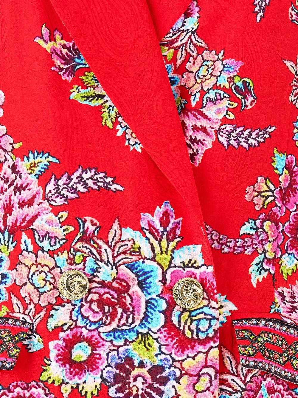  Camilla Double-breasted Floral-print Blazer - Red 