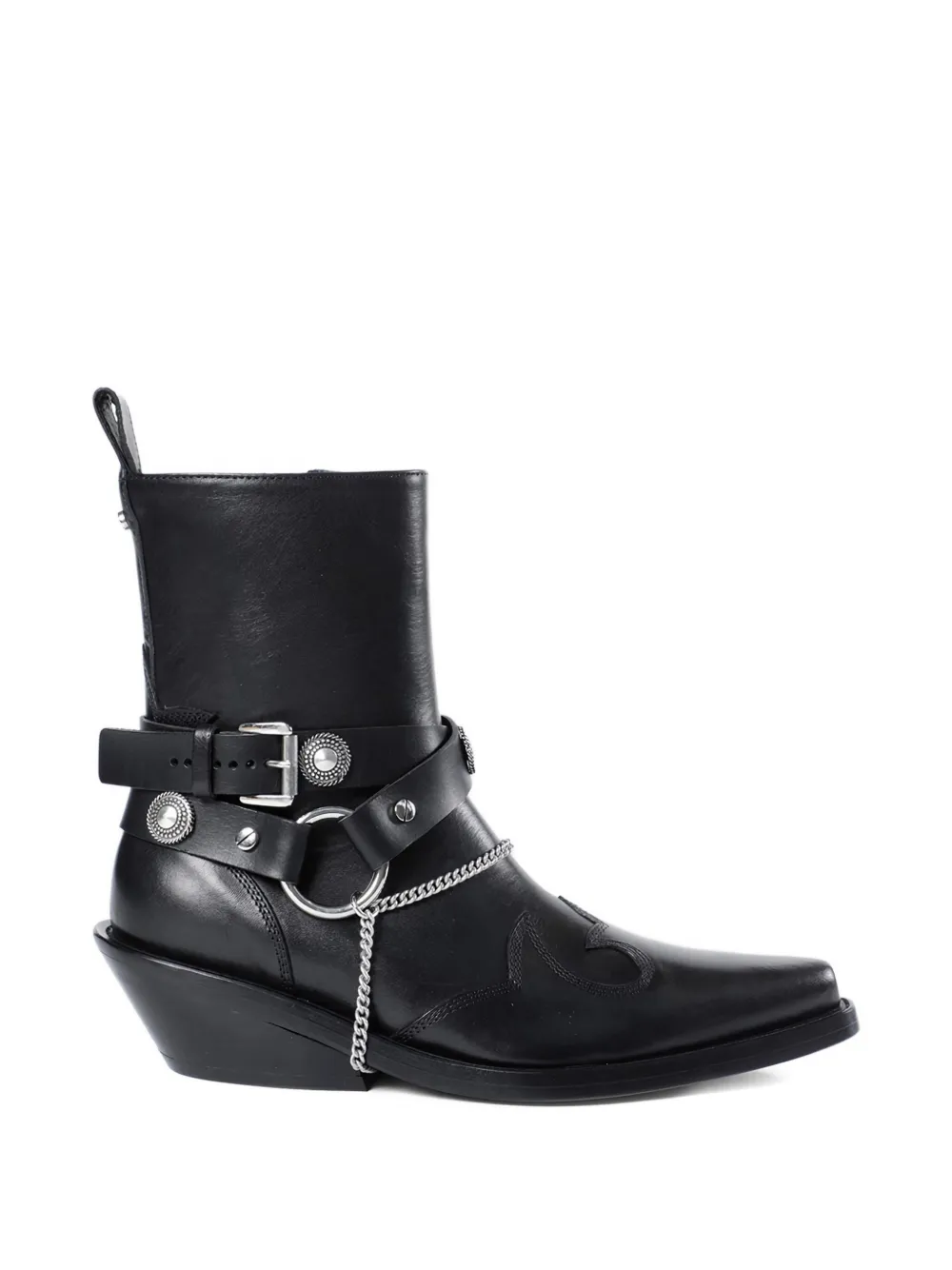 Ann Demeulemeester Ieva Santiago chain-embellished leather boots Zwart