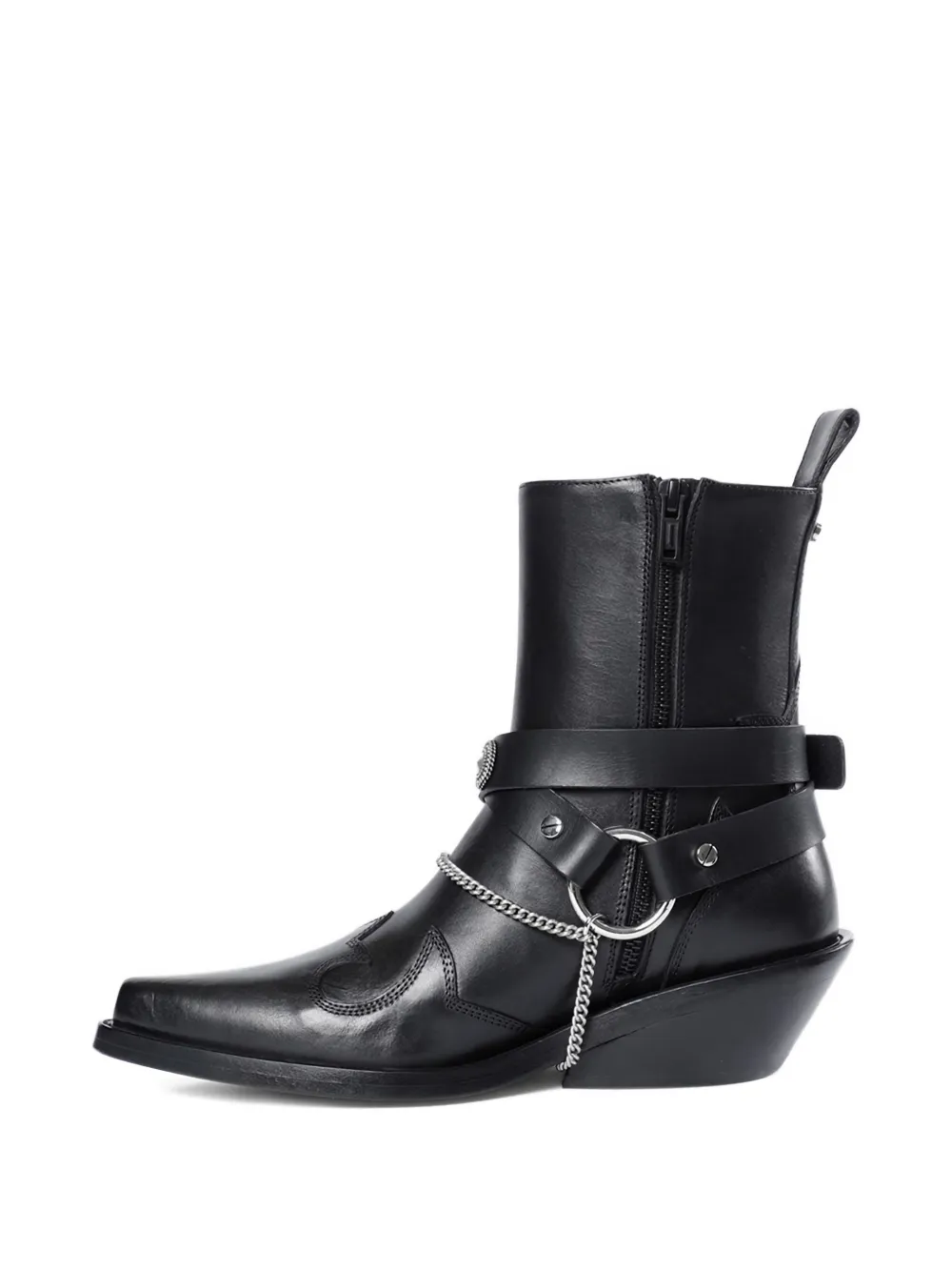 Ann Demeulemeester Ieva Santiago chain-embellished leather boots Zwart