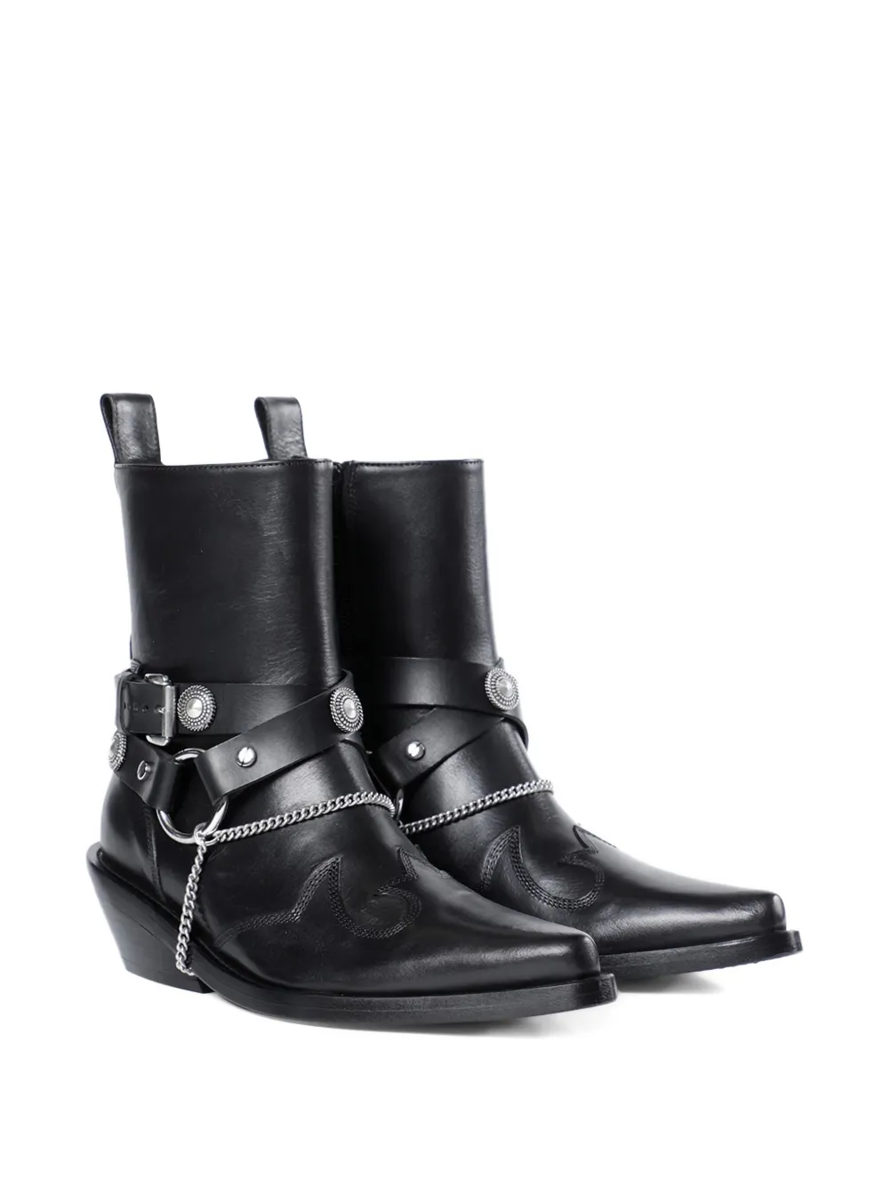 Ann Demeulemeester Ieva Santiago chain-embellished leather boots Zwart