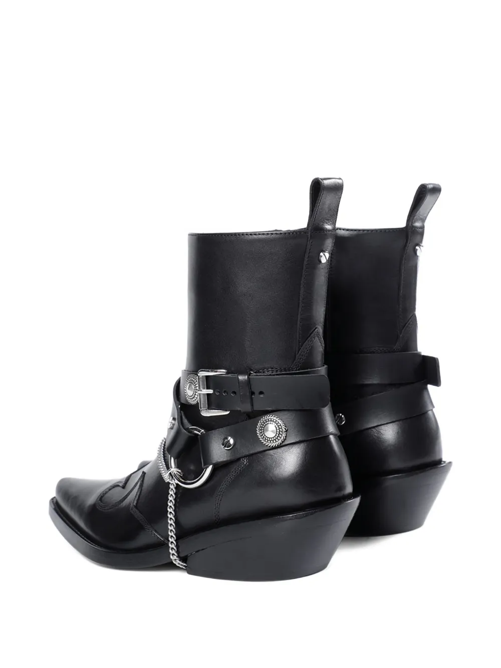 Ann Demeulemeester Ieva Santiago chain-embellished leather boots Zwart