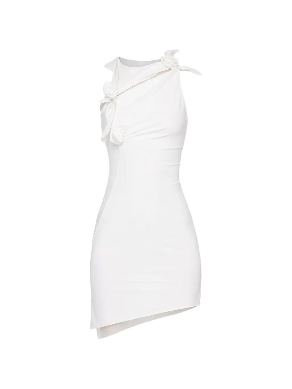 Coperni asymmetric flower mini dress - Bianco
