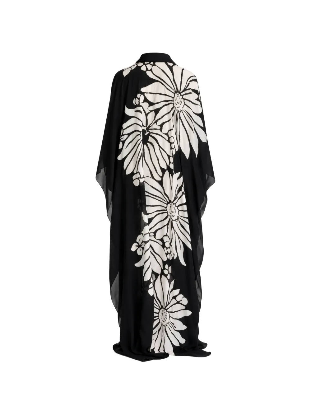  Elie Saab Printed Silk Kaftan - Black 