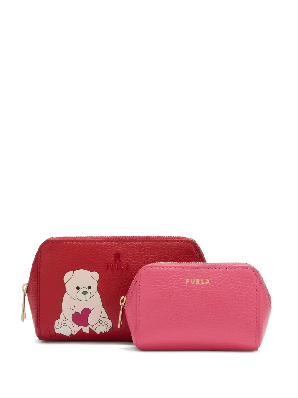 Furla Camelia printed zip make up bag (set of two) - Rosso