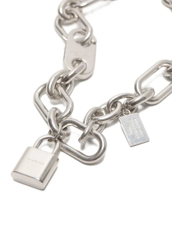 Acne Studios Padlock Chain Necklace | Silver | FARFETCH JO