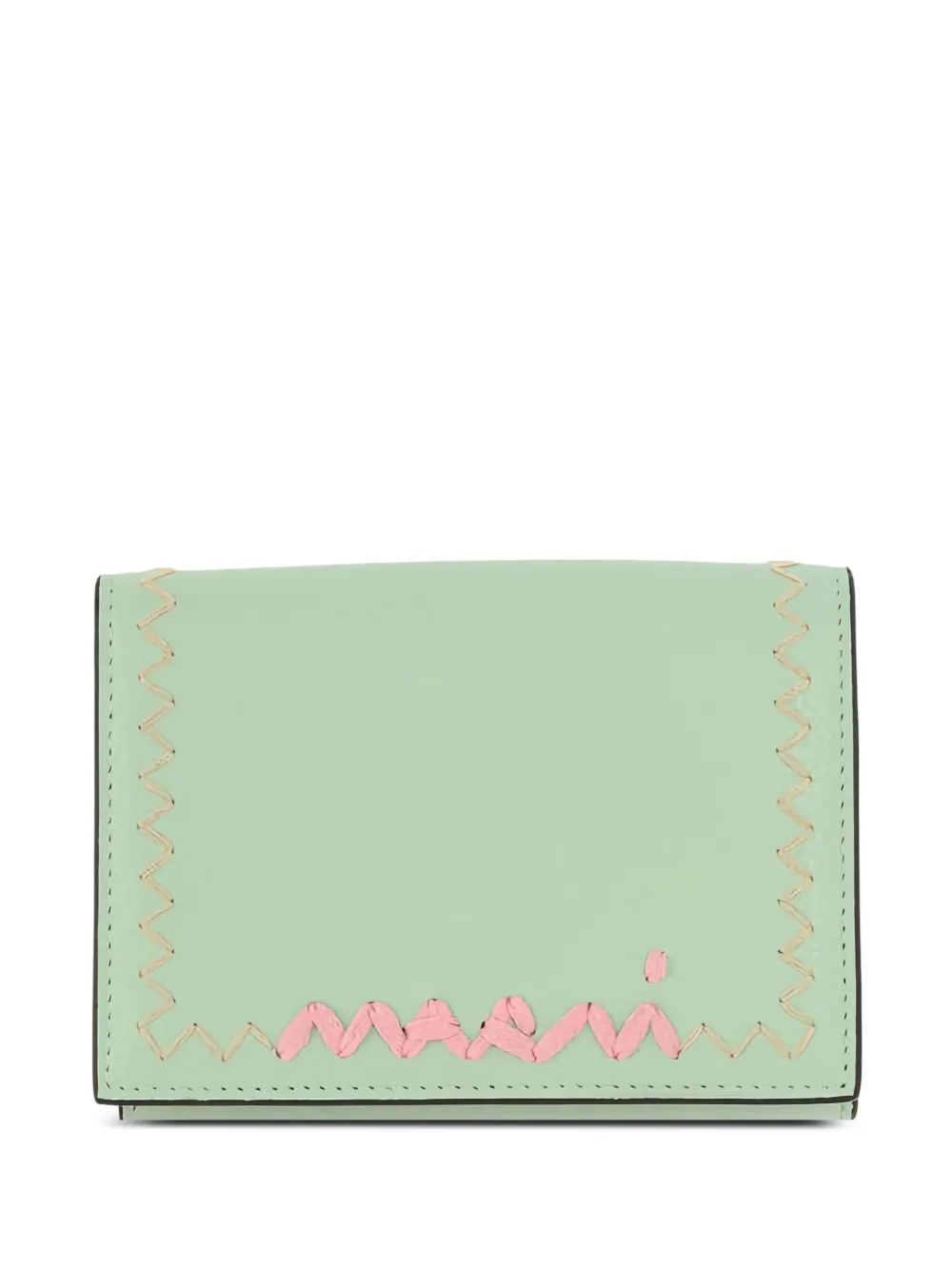 Marni logo-embroidered tri-fold wallet - Verde