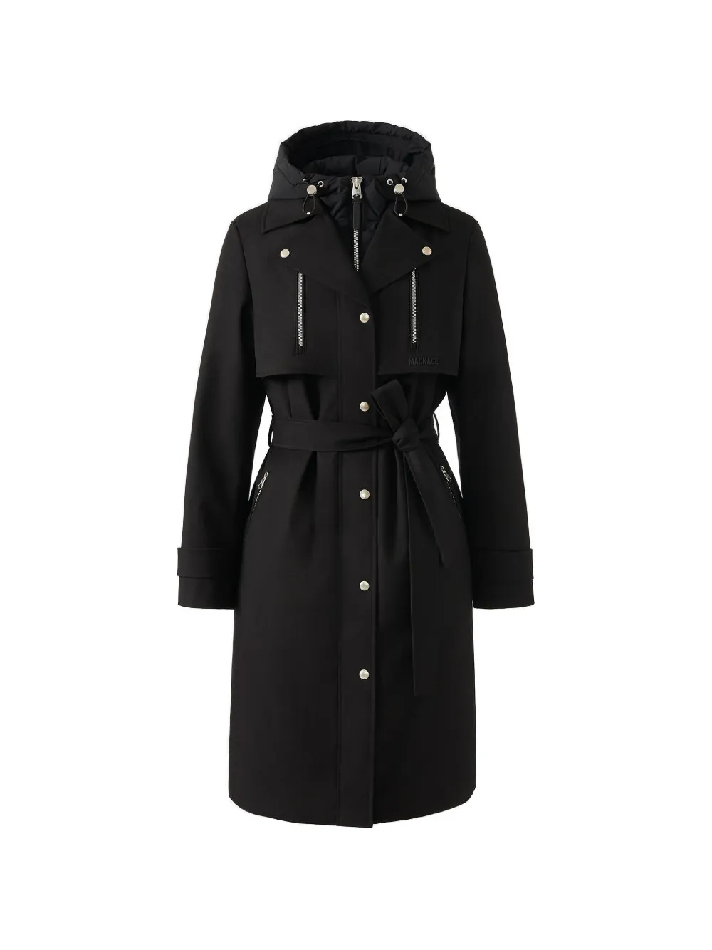 Mackage Siobhan Hooded Belted Coat In Black
