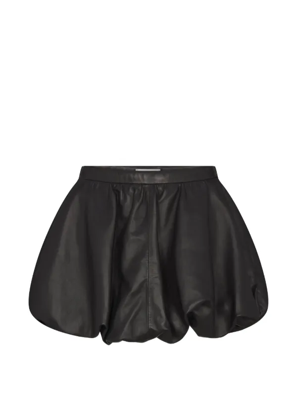Frame Leather Bubble Skirt in Black