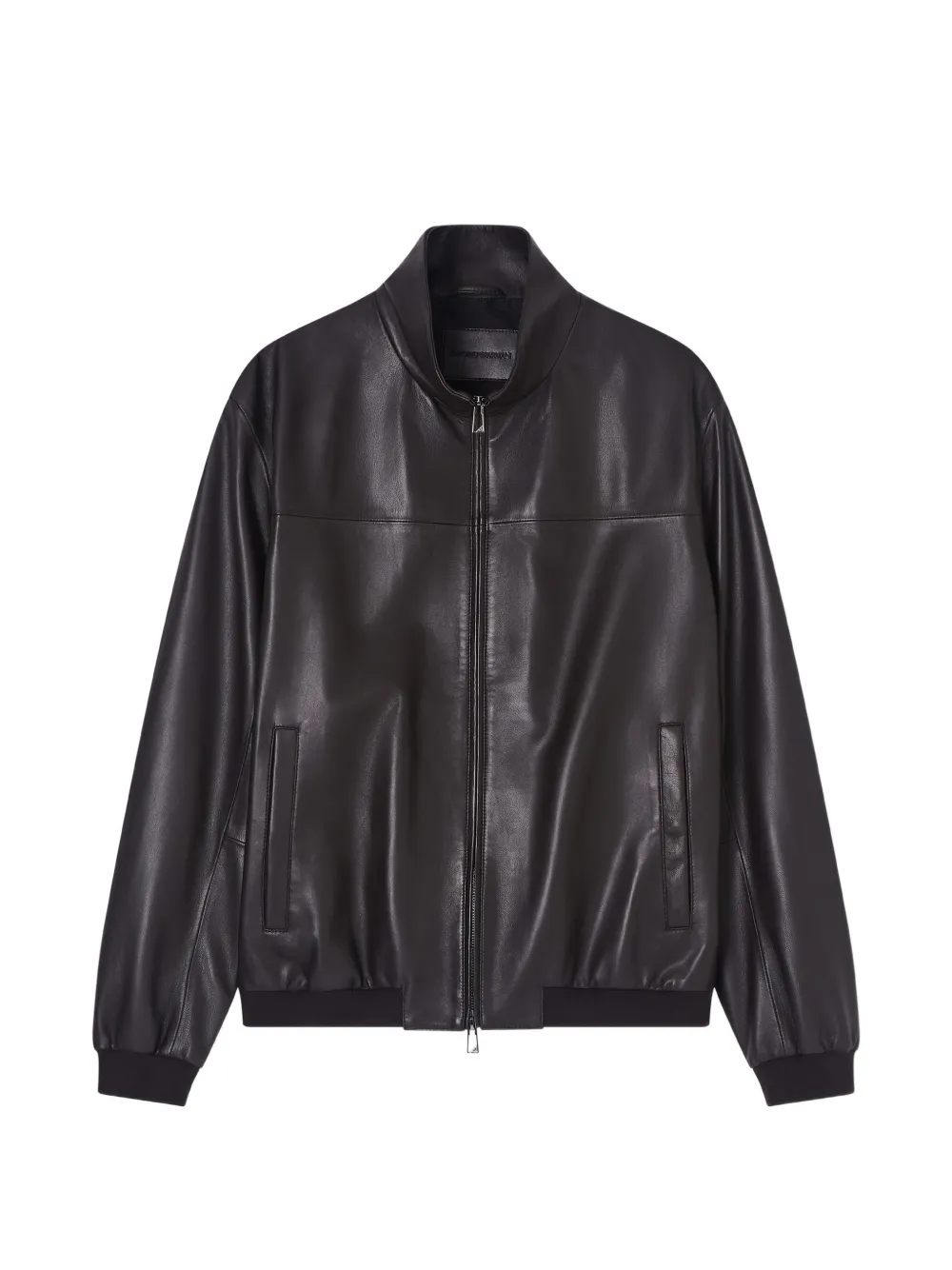 Emporio Armani zip-up leather jacket - Marrone