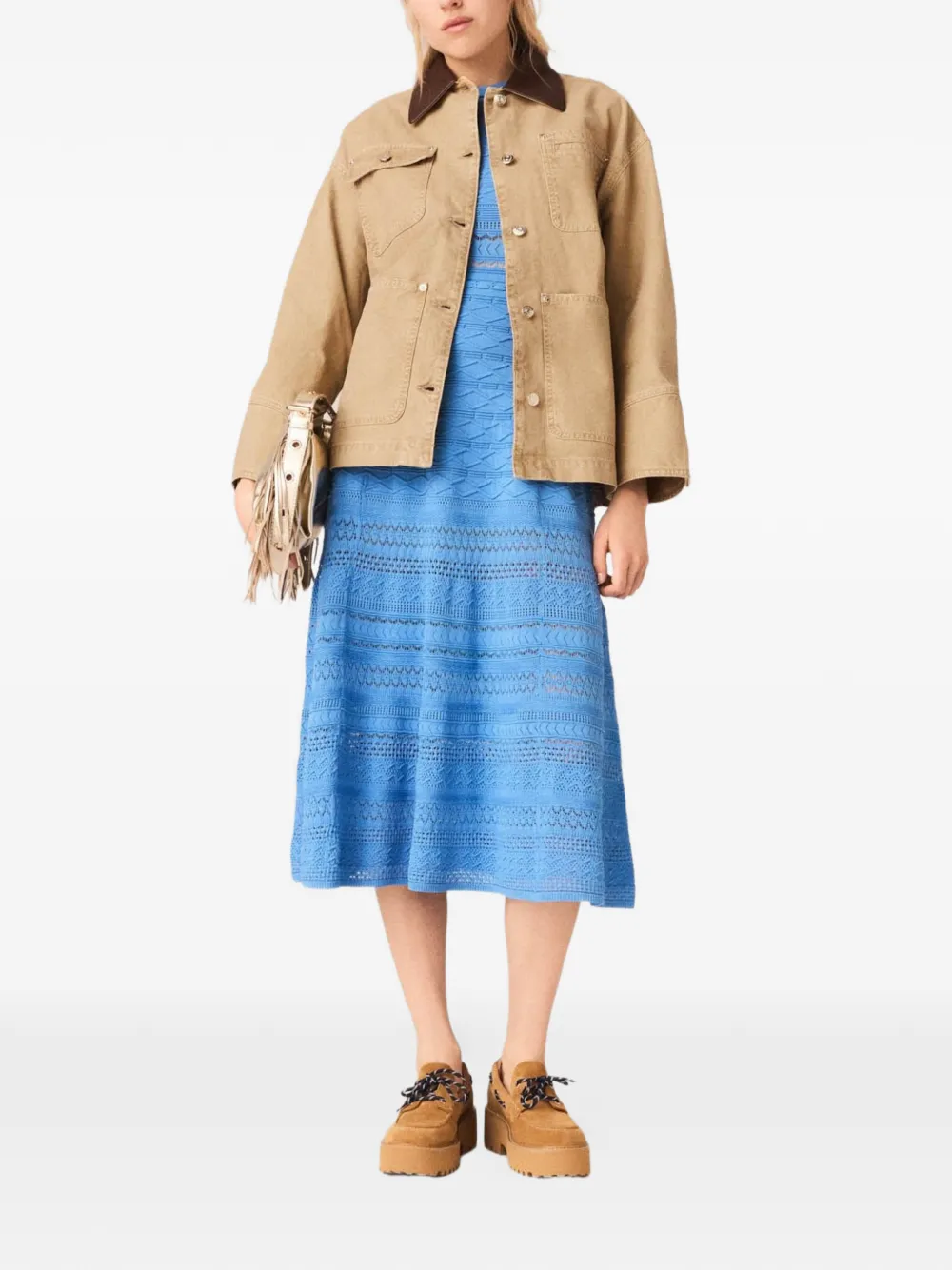  Maje Patch-pocket Denim Jacket - Neutrals 