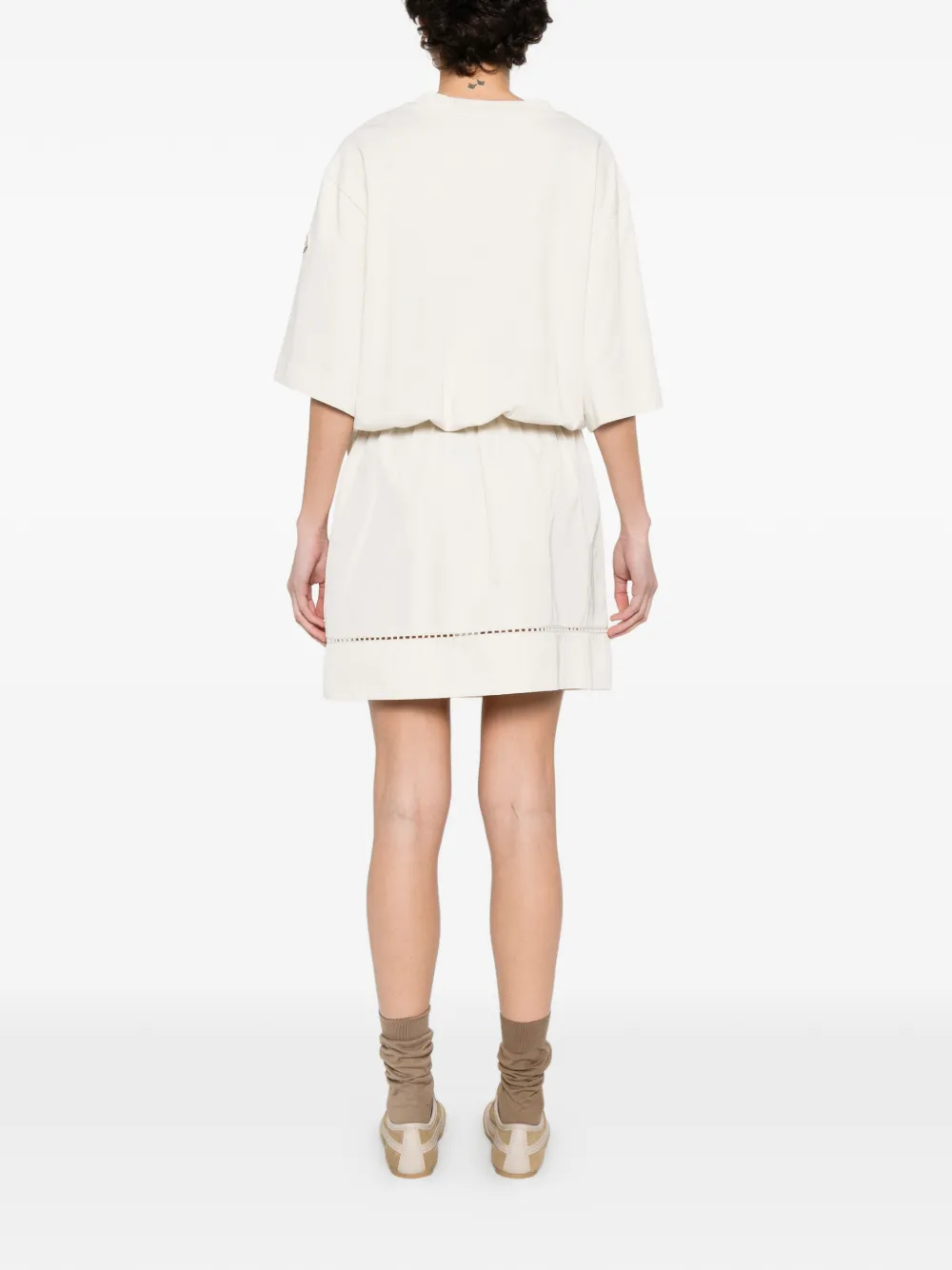 Moncler Geperforeerde mini-jurk met trekkoord Beige