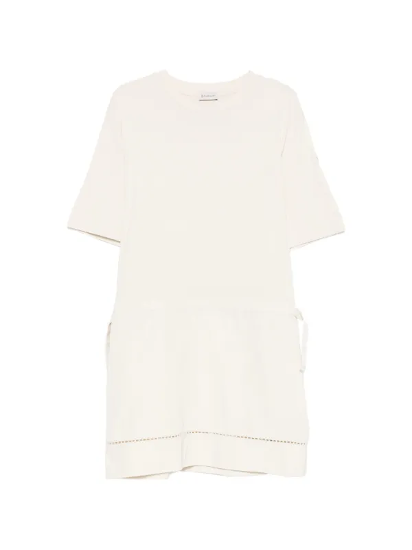 Moncler Cotton Blend Mini T-shirt Dress in Neutrals