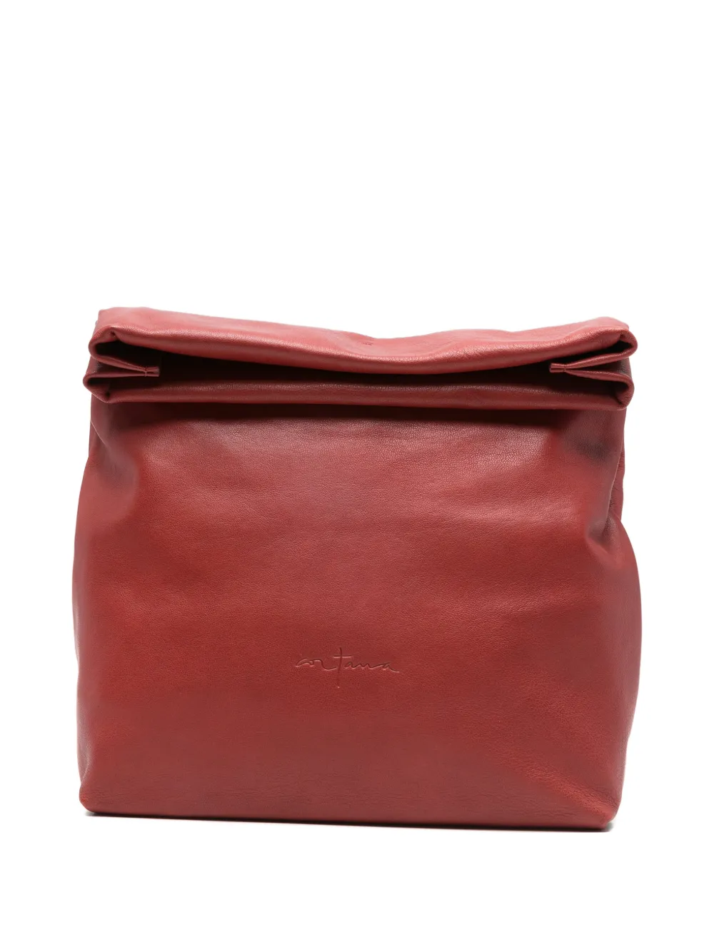Cortana roll-top leather clutch bag - Rosso