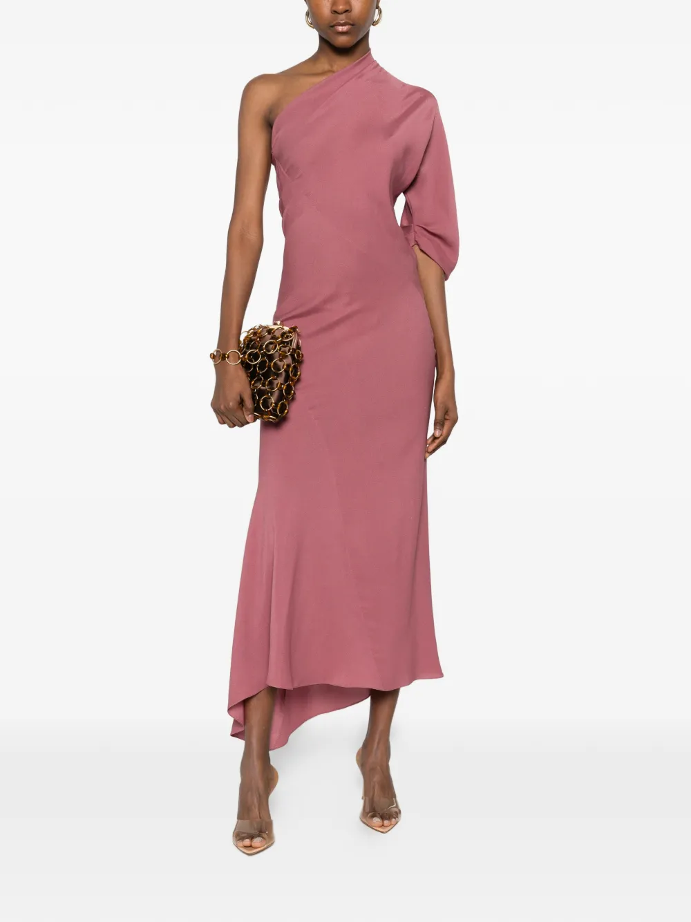 Cortana Aldara One-shoulder Maxi Dress in Pink, view 2