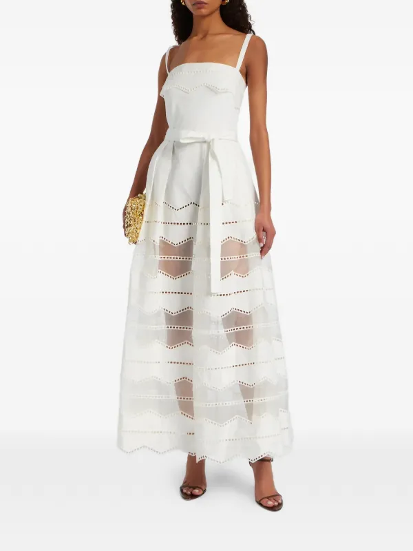 Elie Saab Cutout Belted Maxi Dress in White