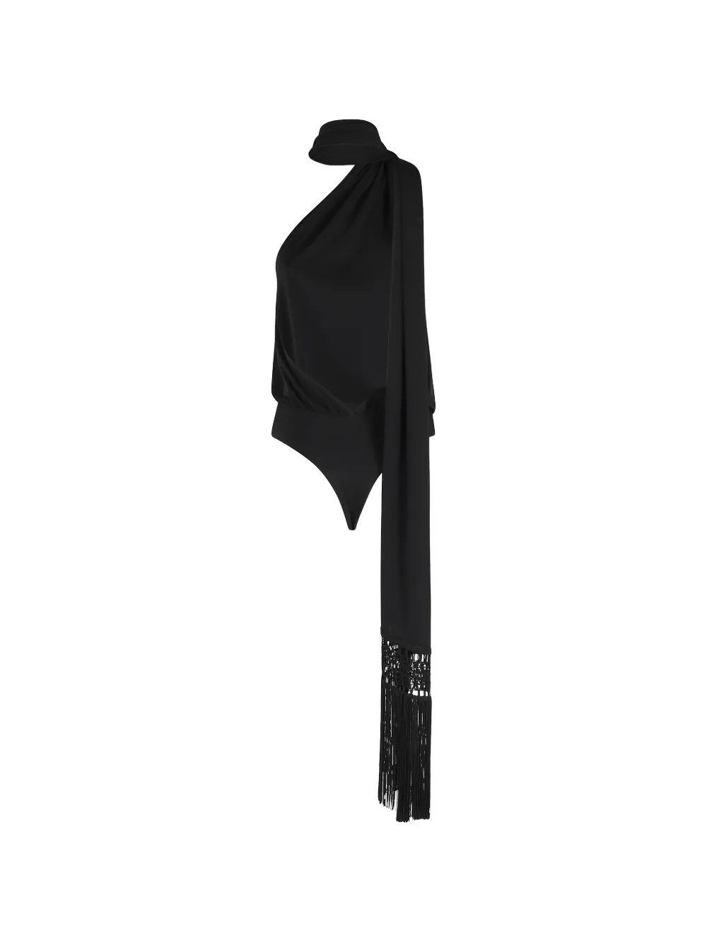  The Andamane One-shoulder Fringed Blouse - Black 