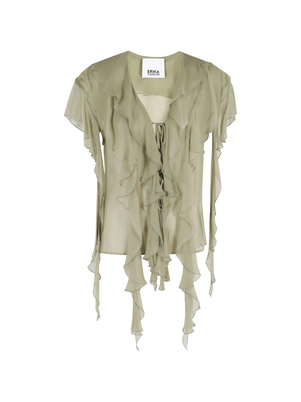 Erika Cavallini ruffled-tie blouse - Green