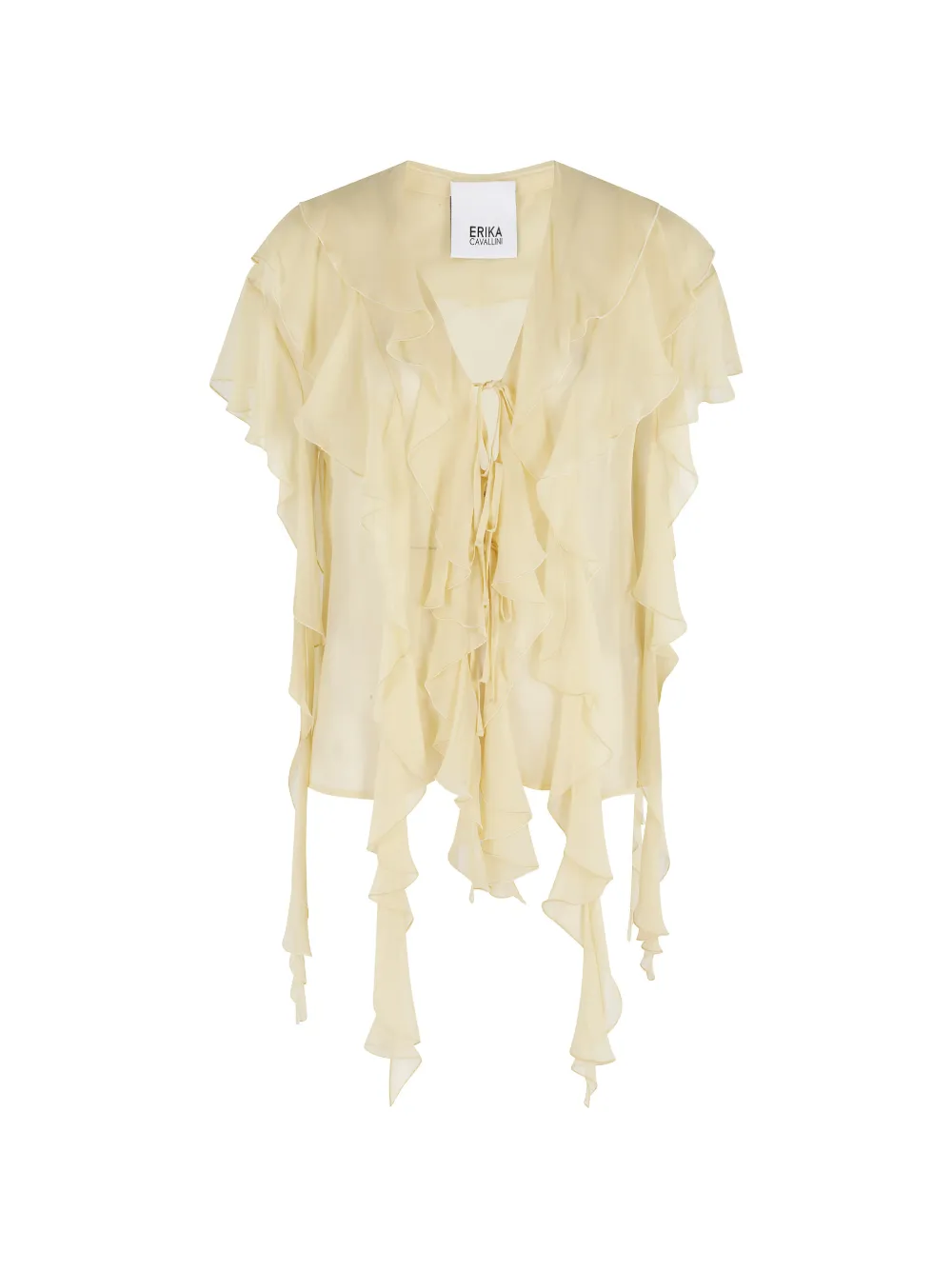 Erika Cavallini Lia ruffled tie blouse - Toni neutri