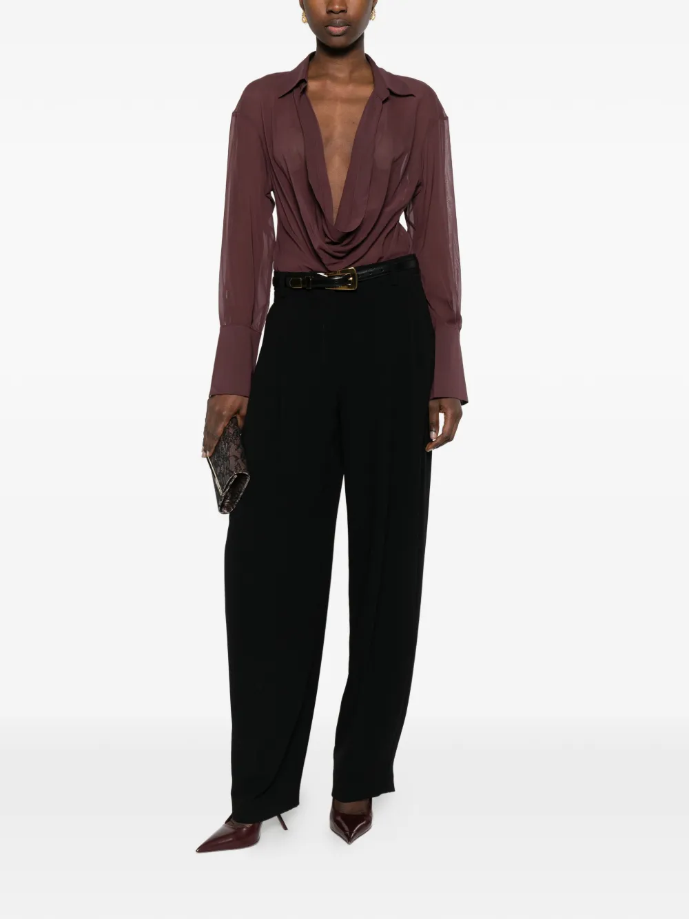  The Andamane Cowl Neck Shirt - Brown 