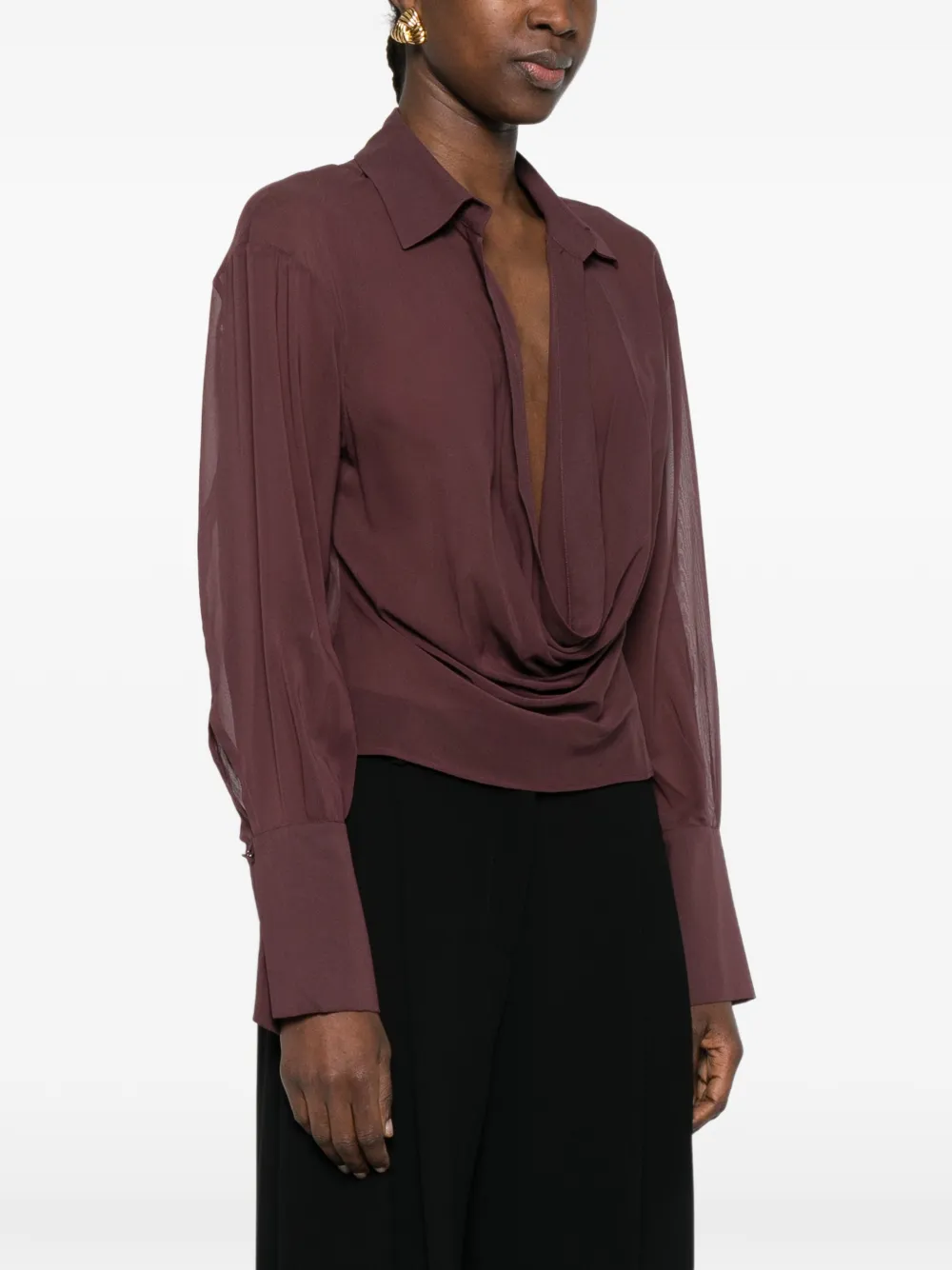  The Andamane Cowl Neck Shirt - Brown 