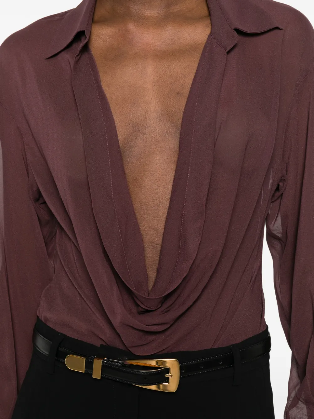 THE ANDAMANE Blouse met lage hals Bruin