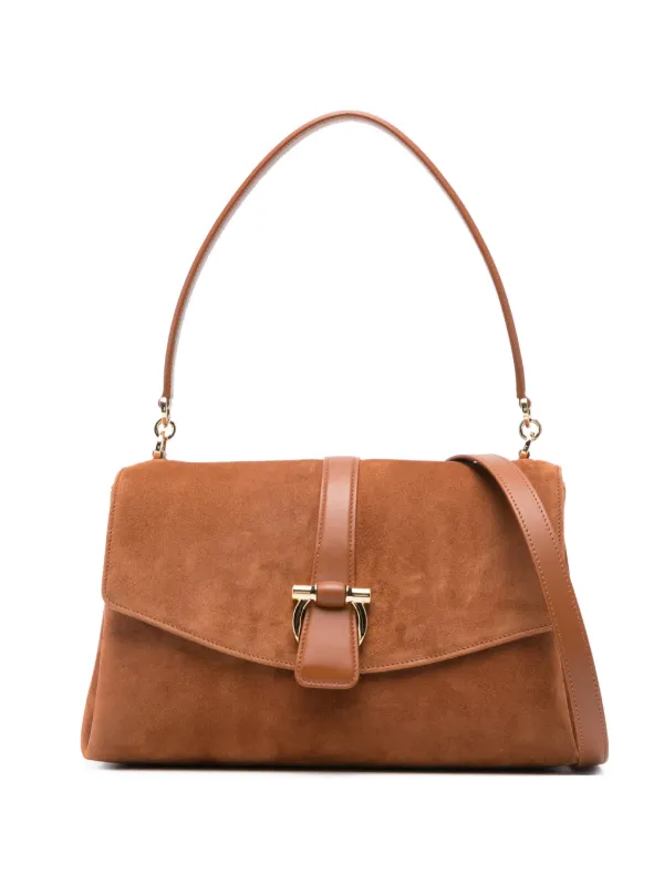 Ferragamo Front Flap Shoulder Bag S in Brown