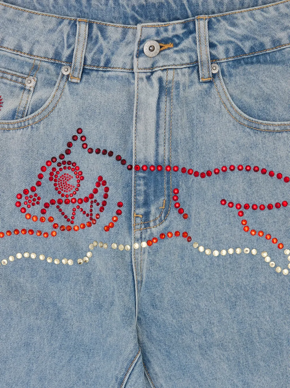  Icecream Light Wash Beaded Jeans - Blue 
