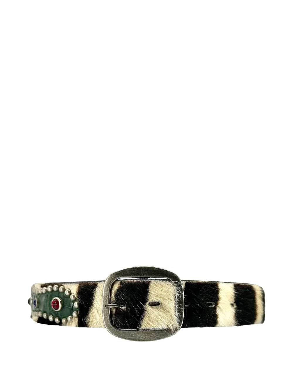 GALLERY DEPT. Simon reptile-affect studded fur belt - Bianco