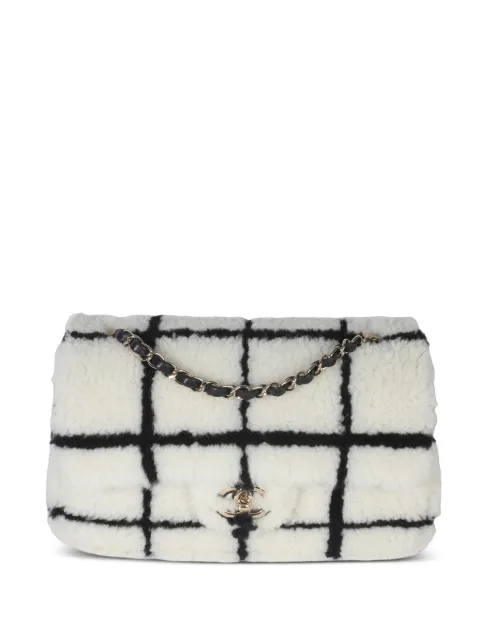CHANEL Pre-Owned CC square print shearling medium bag