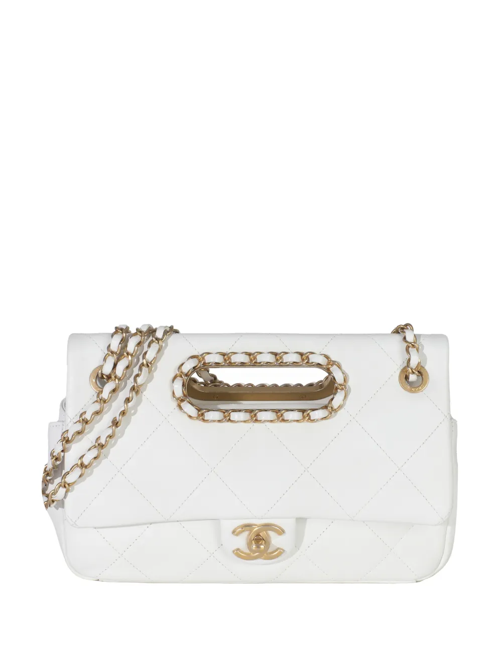 CHANEL Pre-Owned 2019 A Real quilted lambskin handbag - Bianco