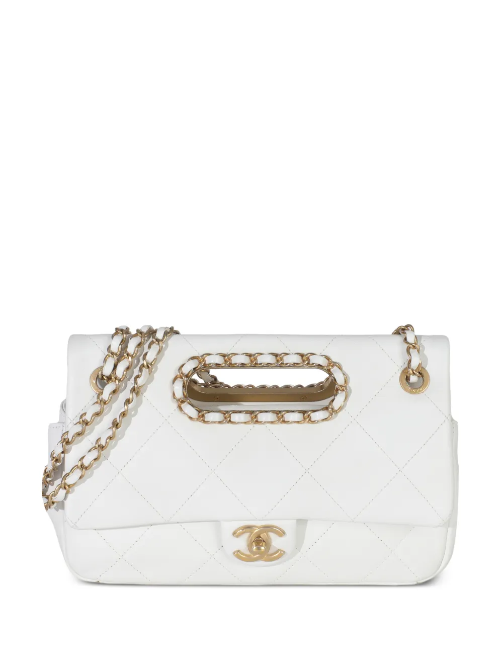 CHANEL Pre-Owned 2019 A Real quilted lambskin handbag - Bianco